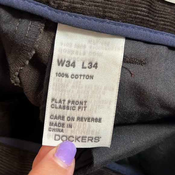 NWT Dockers Flat Front Classic Fit Brown Corduroy Pants- 34x34 - Picture 8 of 8